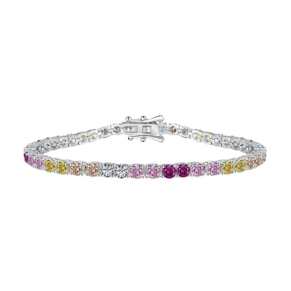ˇTrend JewelryˇStrahlendes buntes Tennisarmband im Rundschliff