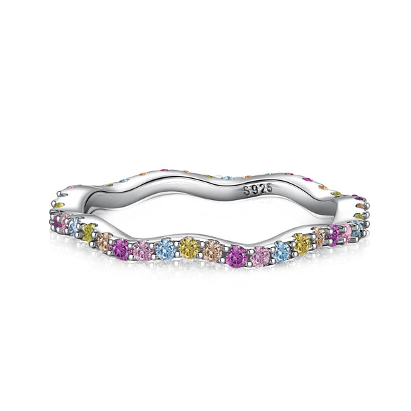 ˇTrend JewelryˇZierlicher bunter Partyring im Rundschliff