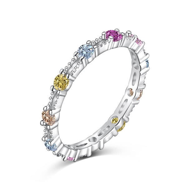 ˇTrend JewelryˇFunkelnder, farbenfroher Tennisring im Rundschliff