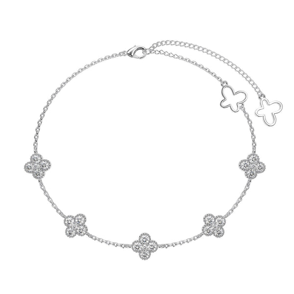 ˇTrend JewelryˇVierblättriges Kleeblatt-Armband mit hohlem Schmetterling