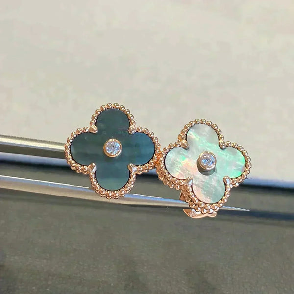 ˇTrend JewelryˇCLOVER MEDIUM 1 MOTIFS GRAY MOP DIAMOND OHRRINGE
