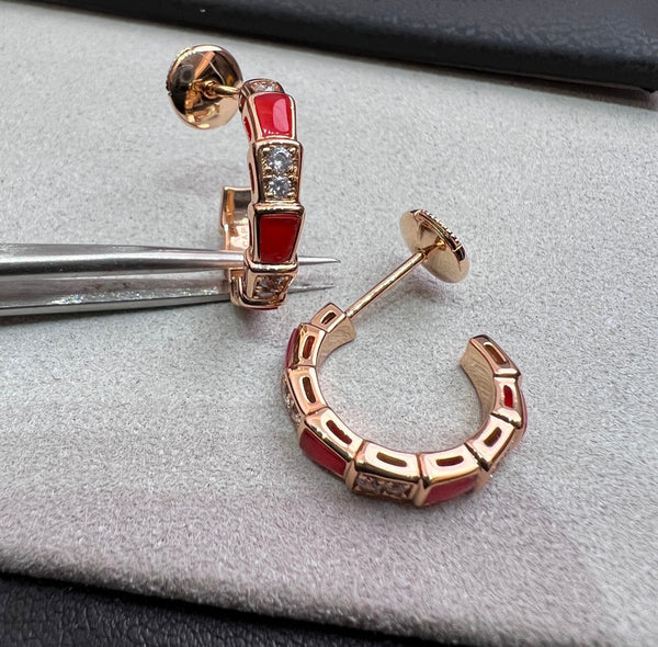 ˇTrendschmuckˇSERPENTI KARNEOL ROTGOLD OHRRINGE