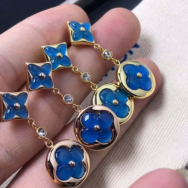 ˇTrend JewelryˇSTERN- UND SONNENACHAT-DIAMANT-OHRRINGE