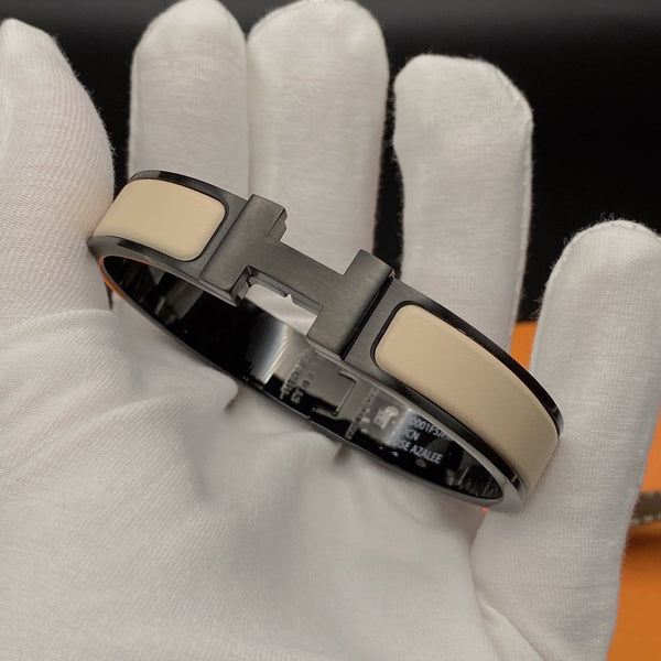 トレンドジュエリー Hブレスレット 12mm ブラックベージュ セラミック