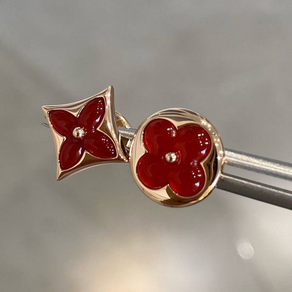 ˇTrend JewelryˇSTERN UND SONNE ROTGOLD-OHRSTECKER MIT KARNEOL