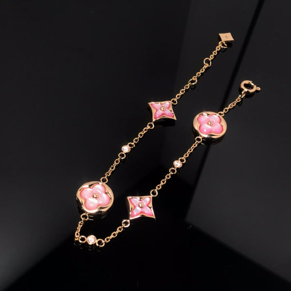 ˇTrend JewelryˇArmband mit Stern und Sonne, Motiv 4, Pink Mop, Roségold 