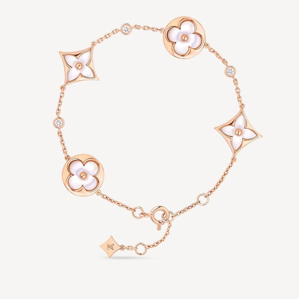 ˇTrend JewelryˇArmband mit Stern- und Sonnenmotiv, 4 Motive, Weiß, Perlmutt, Roségold 