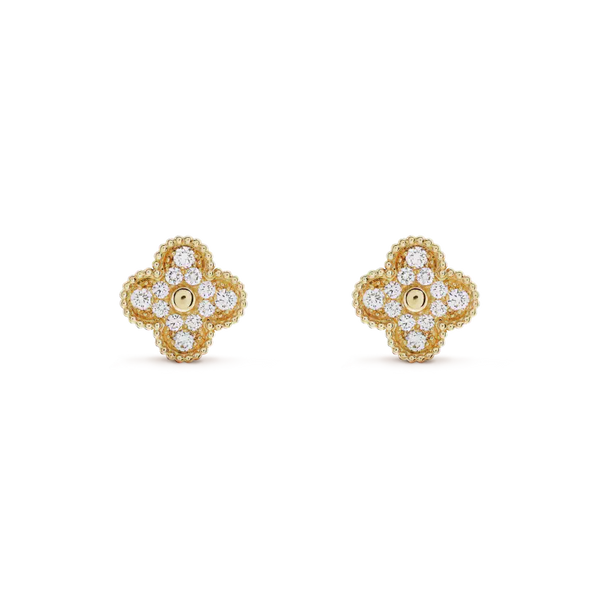 ˇTrend JewelryˇCLOVER MEDIUM 1 MOTIFS VOLLE DIAMANT-OHRRINGE