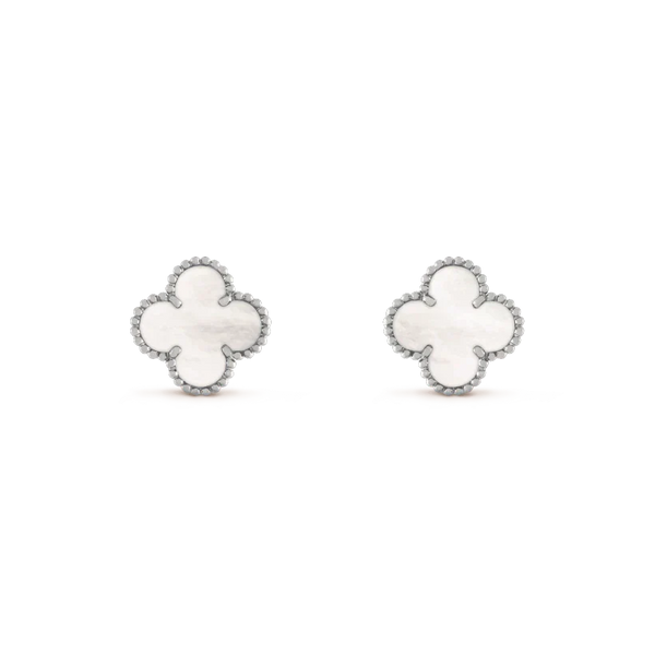ˇTrend JewelryˇCLOVER MEDIUM 1 MOTIFS WHITE MOP OHRRINGE SILBER