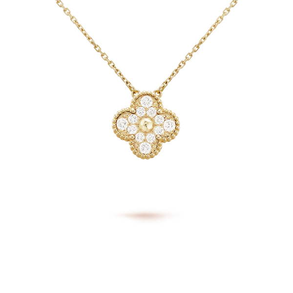 ˇトレンドジュエリーˇクローバー 15mm ダイヤモンド シングルフラワーネックレス
