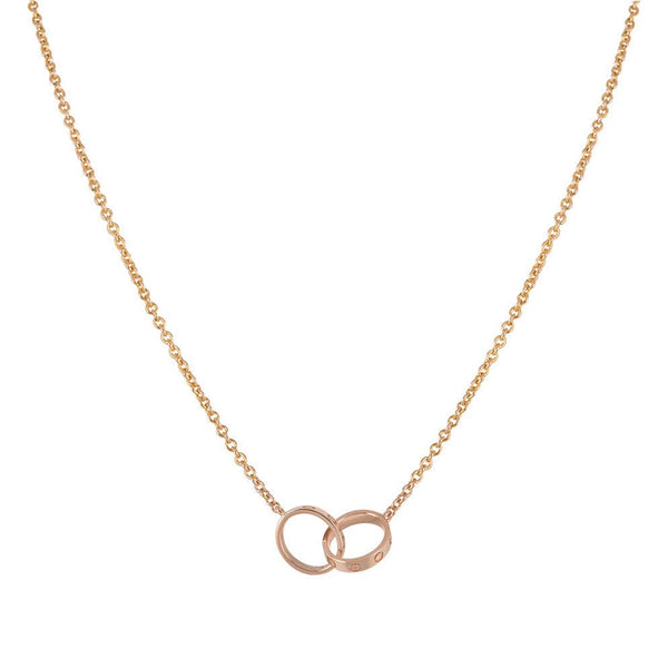 ˇTrendschmuckˇLIEBE HALSKETTE DOPPELRING ROSA GOLD 