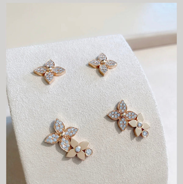 ˇTrend JewelryˇSTAR BLOSSOM OHRSTECKER ROTGOLD DIAMANTEN