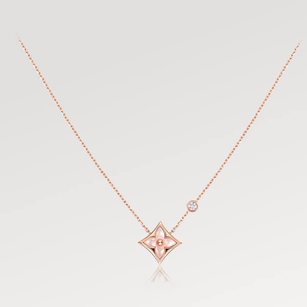 ˇTrend JewelryˇSTAR PINK MOP 1 DIAMOND ROSA GOLD HALSKETTE