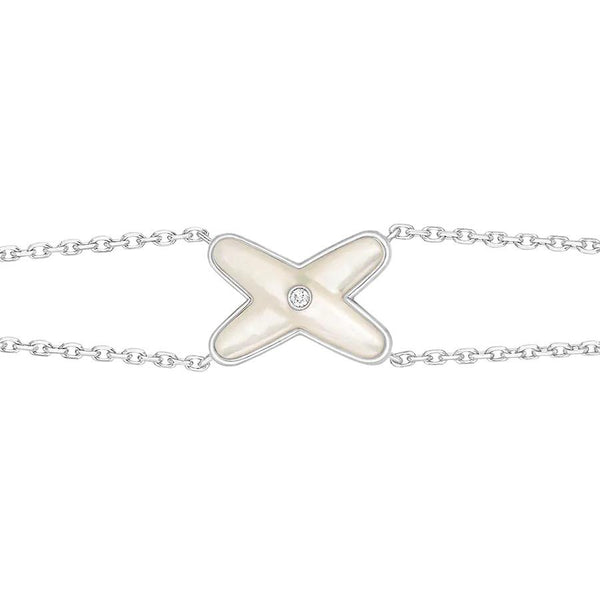 ˇTrend JewelryˇJEUX ARMBAND WEISS MOP SILBER 1 DIAMANT