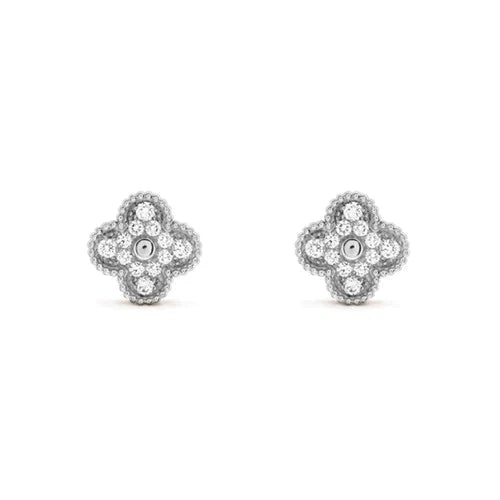 ˇTrend JewelryˇCLOVER 1 MOTIFS DIAMOND OHRSTECKER SILBER