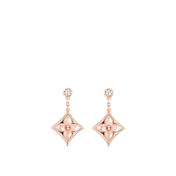 ˇTrend JewelryˇDOPPELSTERN ROSA GOLD MOP DROP OHRRINGE