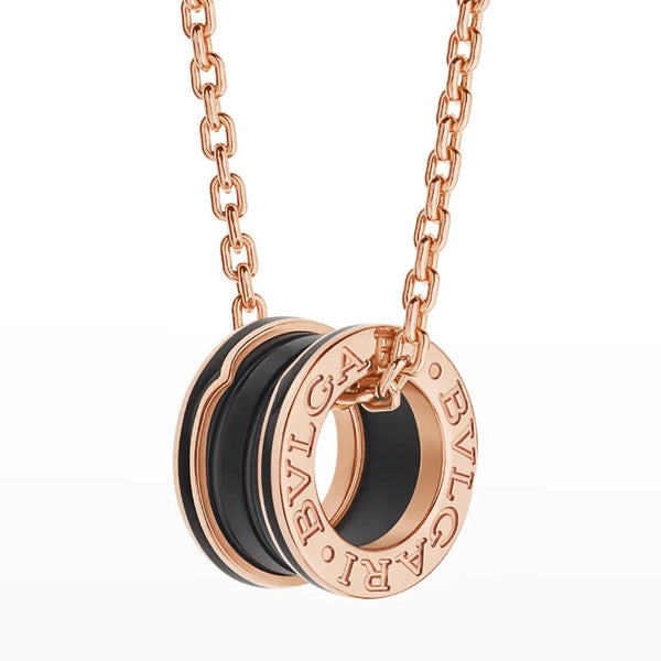 ˇTrend JewelryˇZERO 1 SCHWARZE KERAMIK ROSA GOLD HALSKETTE