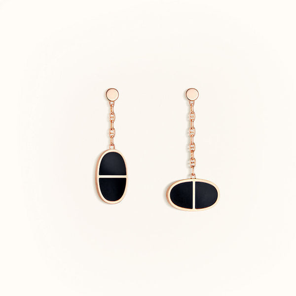 ˇTrend JewelryˇCHAINE VERSO SCHWARZE KERAMIK-OHRRINGE