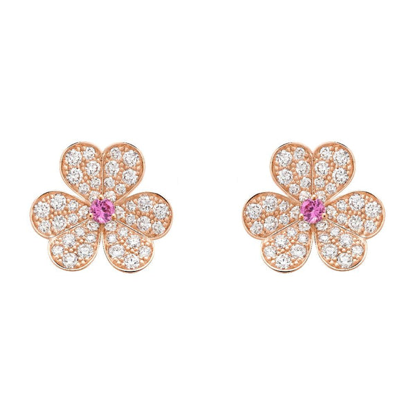 ˇTrendschmuckˇFRIVOLE ROTGOLD-OHRRINGE MIT BLUMENDIAMANTEN