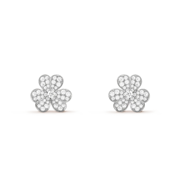 ˇTrendschmuckˇFRIVOLE SILBERNE BLUMEN-DIAMANT-OHRRINGE