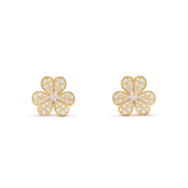 ˇTrendschmuckˇFRIVOLE GOLD BLUMEN-DIAMANT-OHRRINGE 